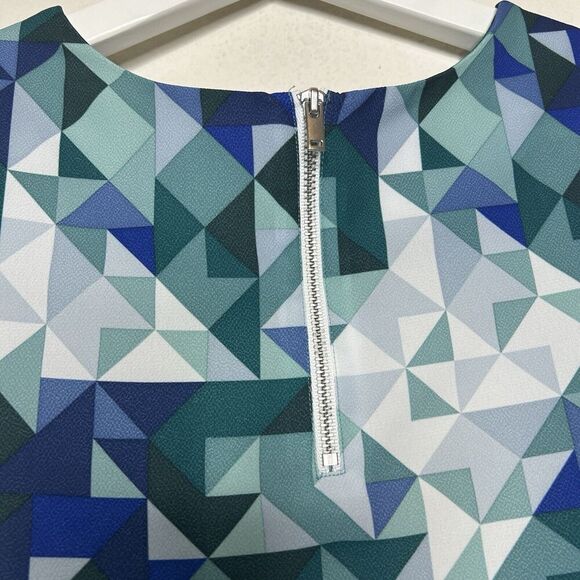 H&M Blue and Green Geometric Blouse 4 - Picture 6 of 7
